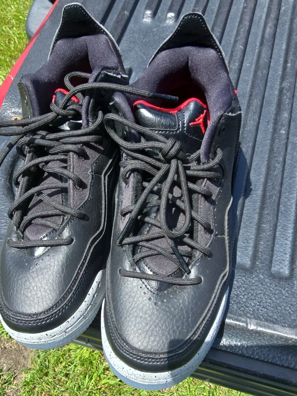 Jordan Black and Red High-Top Basketball Sneakers
